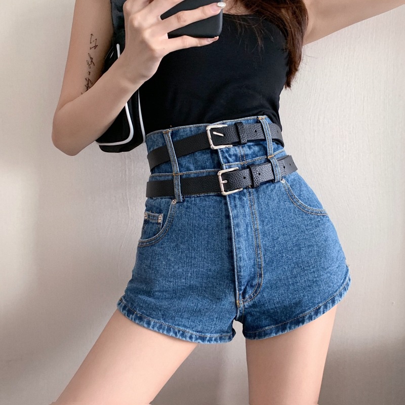 Quần Short Denim Lưng Cao Thời Trang Mùa Hè Quyến Rũ Cho Nữ