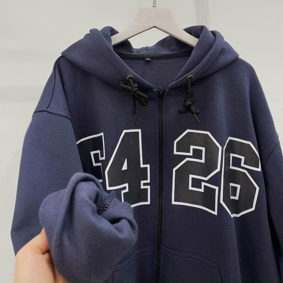 Áo Khoác Nỉ F426 Bleu Unisex [FREESHIP]  Hoodie zip form rộng tay bồng, sweater in hình đẹp cá tính nam nữ Ulzzang