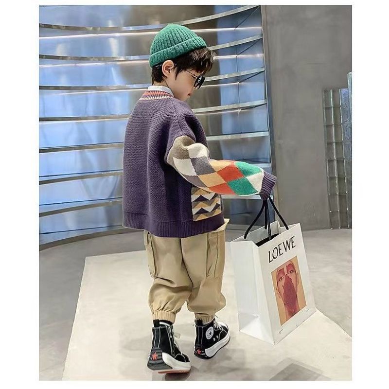 Áo Khoác Cardigan Dệt Kim Thời Trang Xuân Thu Cho Bé Trai