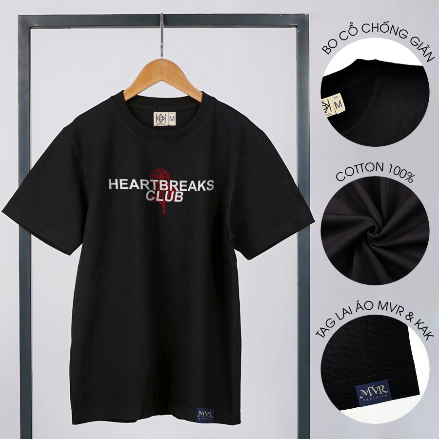 Áo thun in 2 mặt bông hồng trái tim tan vỡ unisex phông rộng tay lỡ big size MVR KK4224