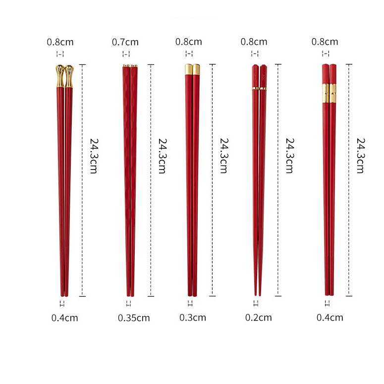 Bộ 5 đôi đũa đỏ viền vàng sang trọng T21