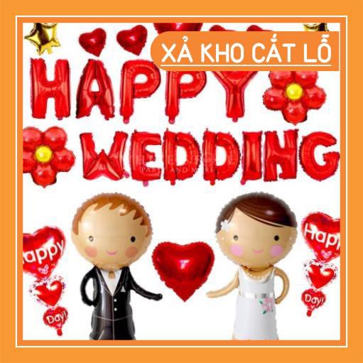 (Siêu sale)  Bóng nhũ Bóng chữ Happy Wedding trang trí đám cưới