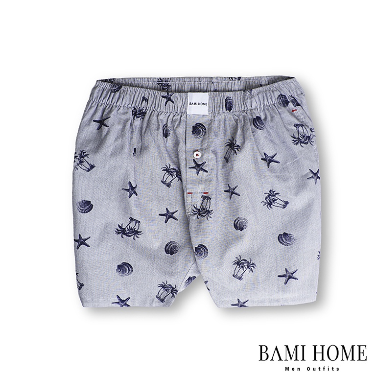 Quần short mặc ngủ, mặc nhà nam nữ BAMI HOME đùi cotton cao cấp có túi tiện lợi đa dạng họa tiết QNCT1- 030