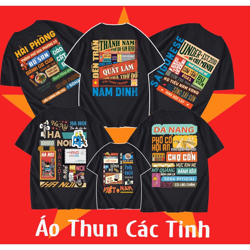 Áo Thun Tay Lỡ unisex nam nữ các tỉnh In Hình Local Brand Hà Nội Under -Sài Gòn Under Oversize Form Rộng