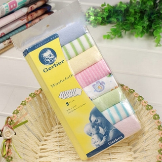 Set 8 Khăn Tay Cotton Hình Vuông Nhỏ Tiện Dụng Cho Bé