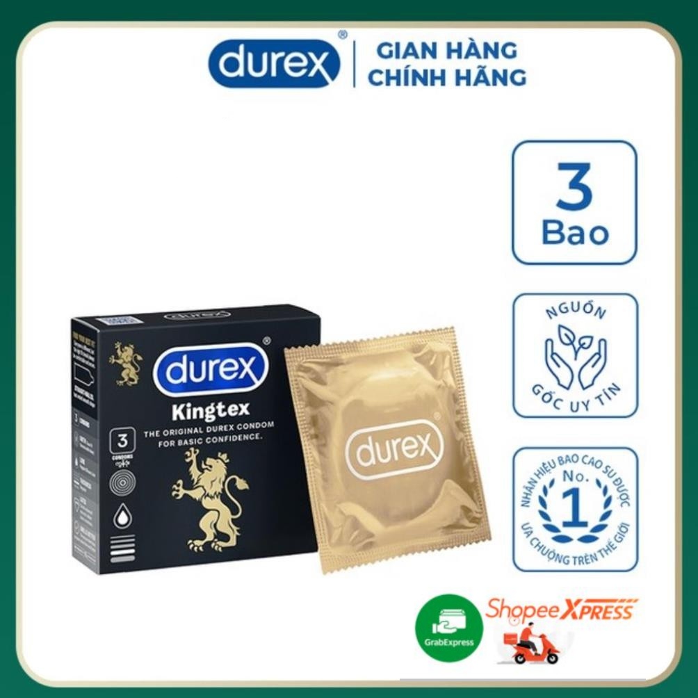 Bao cao su Durex Kingtex 3 bao - Giao nhanh 1h - Đà Nẵng [Che tên sản phẩm]