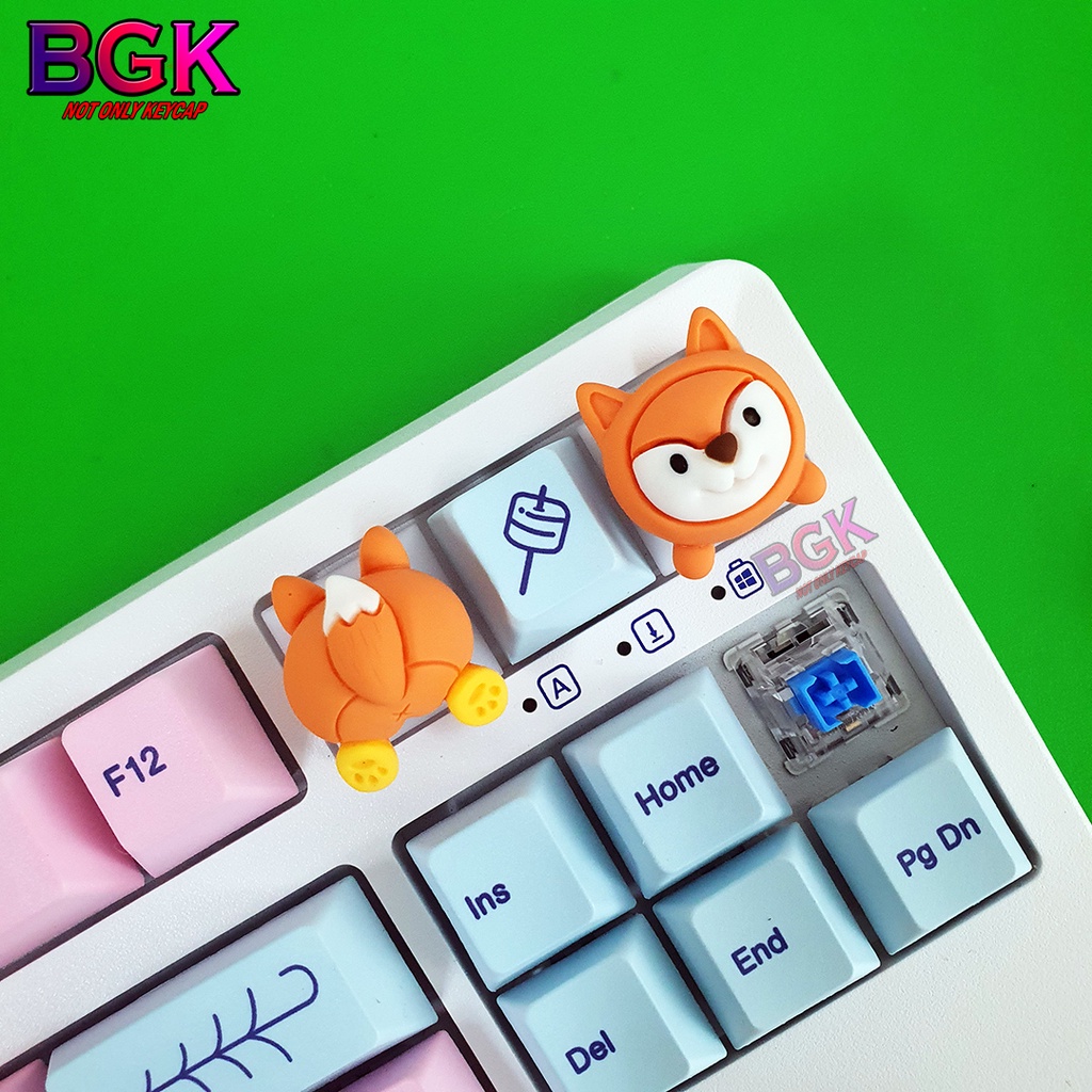 Bộ Keycap 2 Nút Đầu và Mông Cáo Cam Cực Cute ( keycap Artisan, keycap phím cơ )