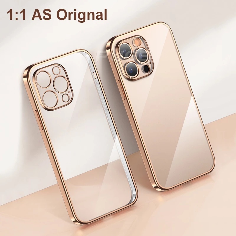 Ốp Điện Thoại Silicon Mềm Trong Suốt Mạ Vàng Sang Trọng Cho iphone 13ProMax 11 13 12 pro MAX 6 6S 7+ 8 PLUS X XS MAX XR SE 2020