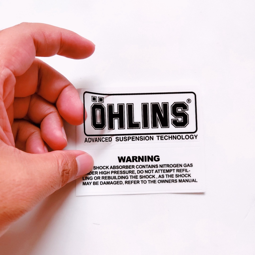 Cặp Tem Trong Suốt Chữ OHLINS Dán Xe Chống Thấm