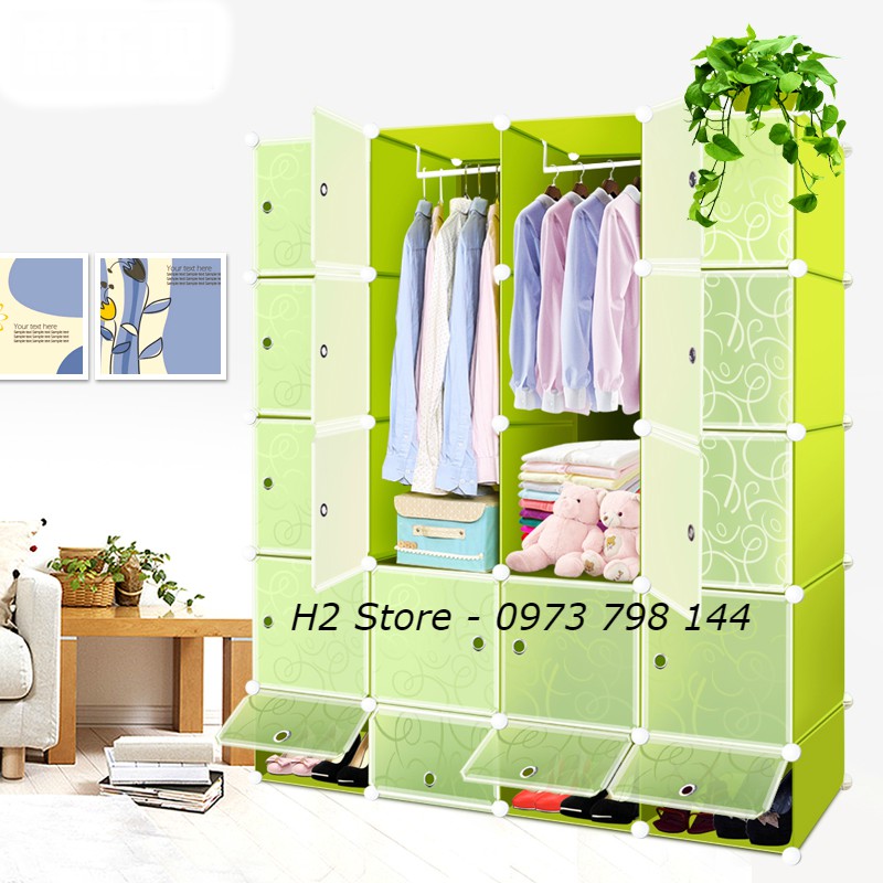 [SỈ] - (Nhiều màu) TỦ NHỰA LẮP GHÉP 16 Ô + 4 GIÀY CỬA TRẮNG TRONG ĐỂ QUẦN ÁO ĐỒ ĐA NĂNG THÔNG MINH sâu 47cm