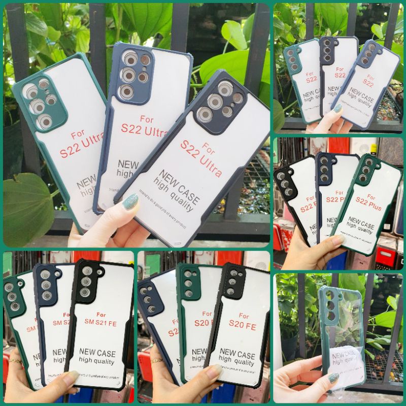 Ốp lưng Samsung S20 FE / S21 FE / S22 / S22 Plus / S22 Ultra viền dẻo đen chống sốc lưng trong suốt bảo vệ camera