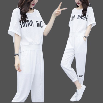 Bộ Đồ Thể Thao Hai Món Áo Tay Ngắn Dáng Rộng Thời Trang Mùa Hè Phong Cách Hàn Quốc Cho Nữ