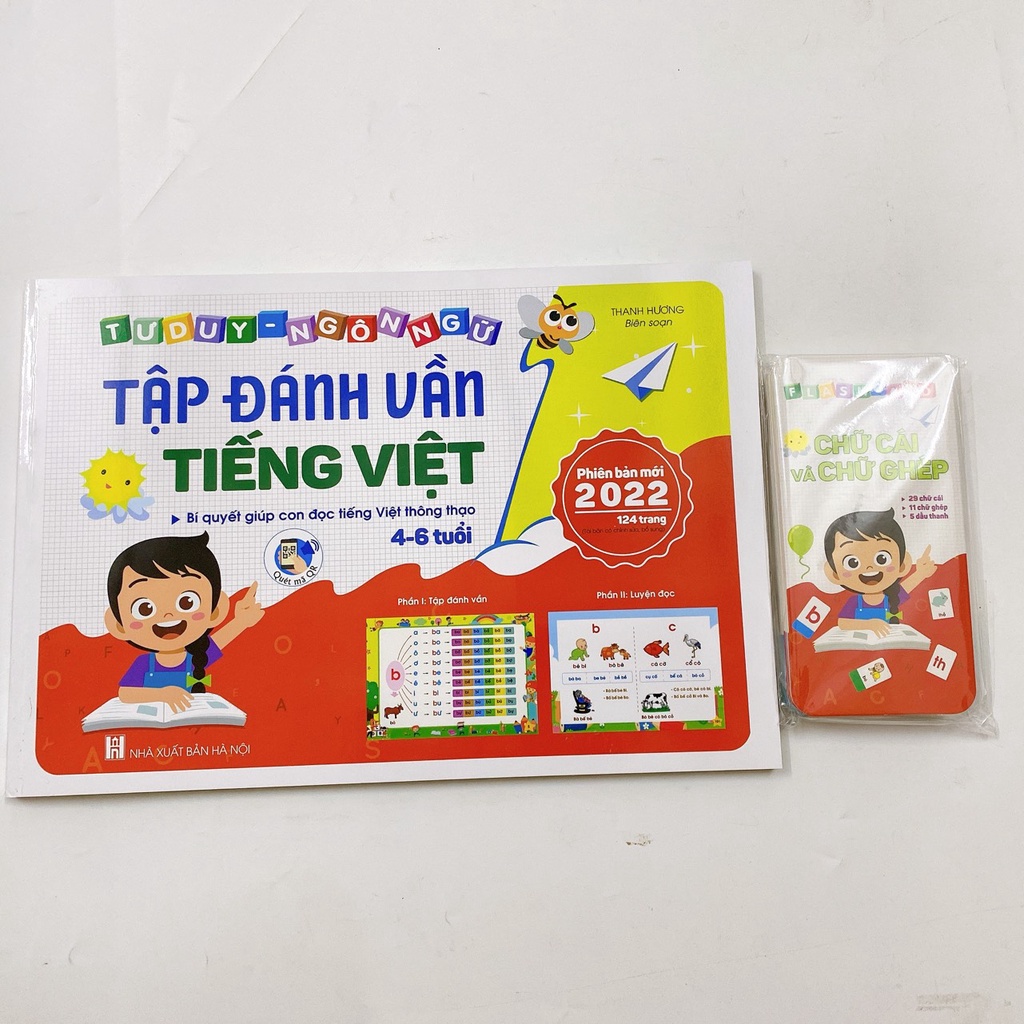 Sách - Combo Tập Đánh vần tiếng Việt Thẻ chữ cái tiếng Việt cho bé 4-6 tuổi phiên bản mới nhất 2022