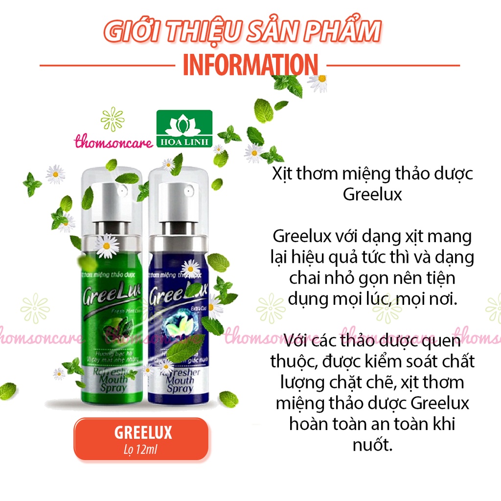 Xịt thơm miệng greelux Extra Cool Thảo Dược 12ml