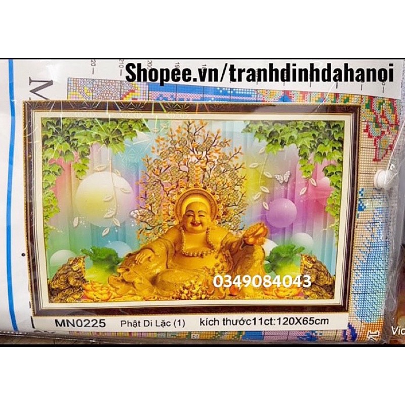tranh thêu chữ thập Phật di lặc ( Thêu kín) mn0225 (120x65) -tranh chưa thêu