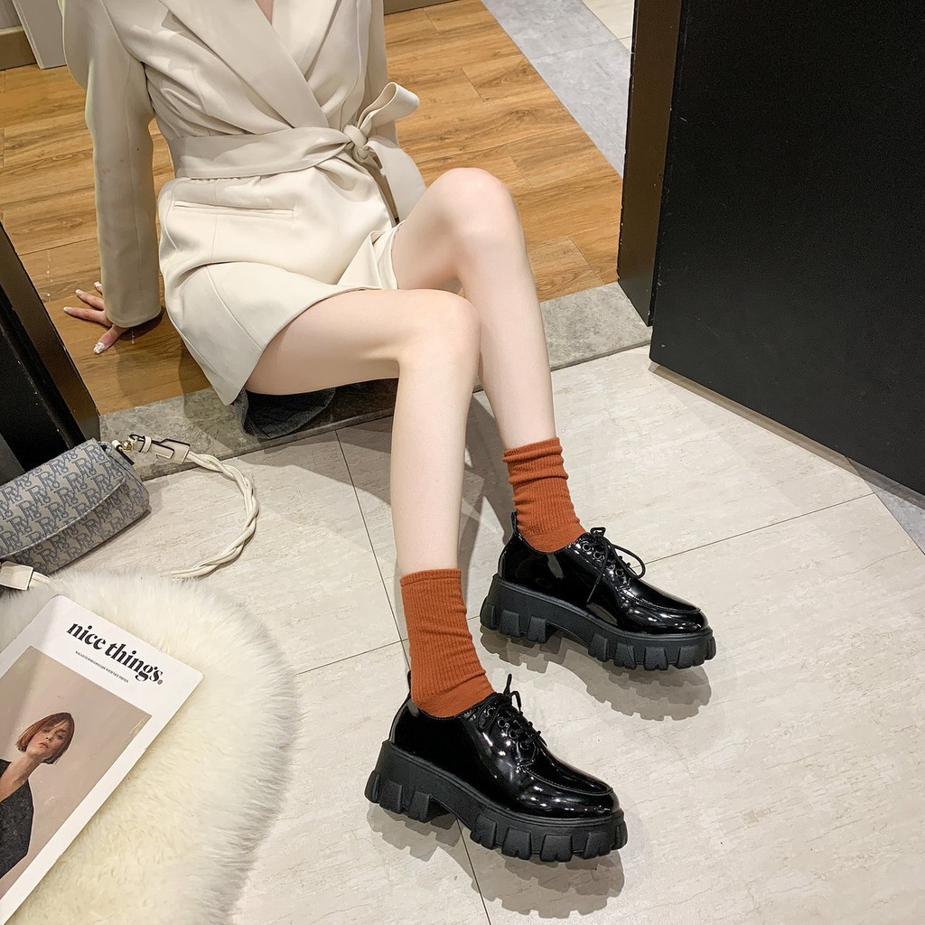 ulzzang Giày Da Đế Dày Tăng Chiều Cao Thời Trang Cho Nữ | BigBuy360 - bigbuy360.vn