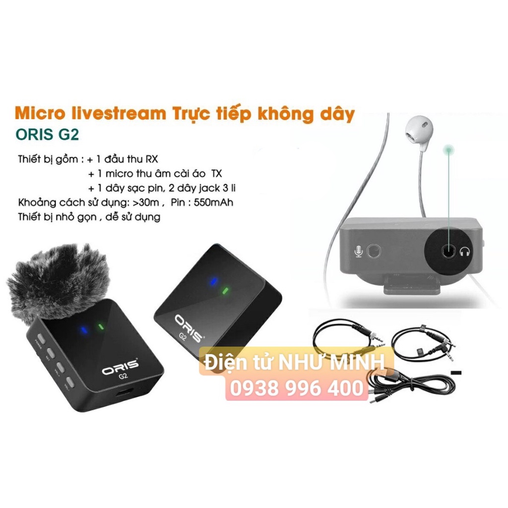 Mic thu âm livestream cài áo ORIS G2 - mic thu âm kep cổ áo