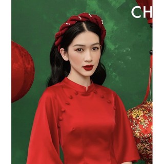 Mấn xoắn đính ngọc pha lê mặc áo dài