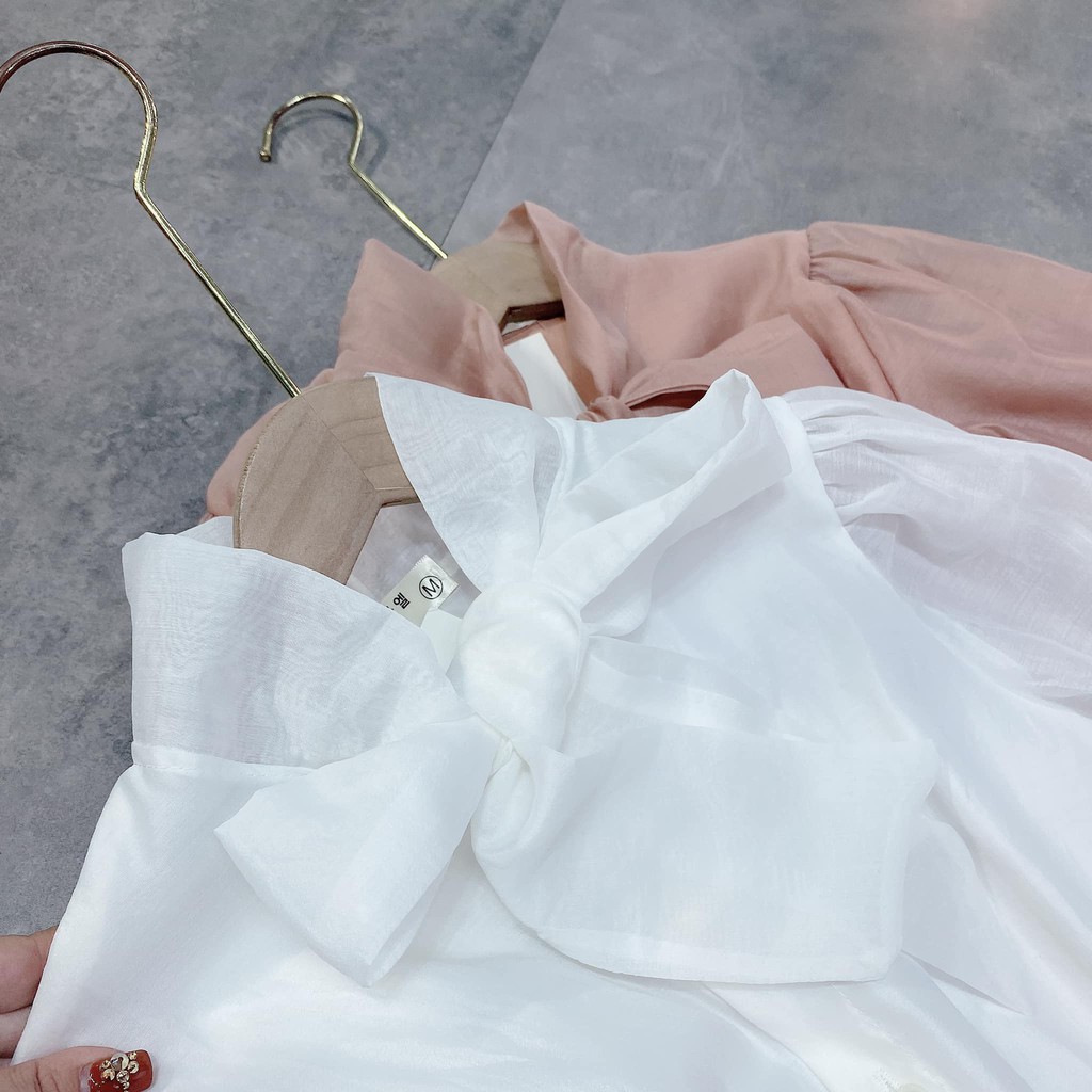 Áo sơ mi cúc ngọc nơ cổ to 3 màu ( kèm ảnh thật, video ) | BigBuy360 - bigbuy360.vn