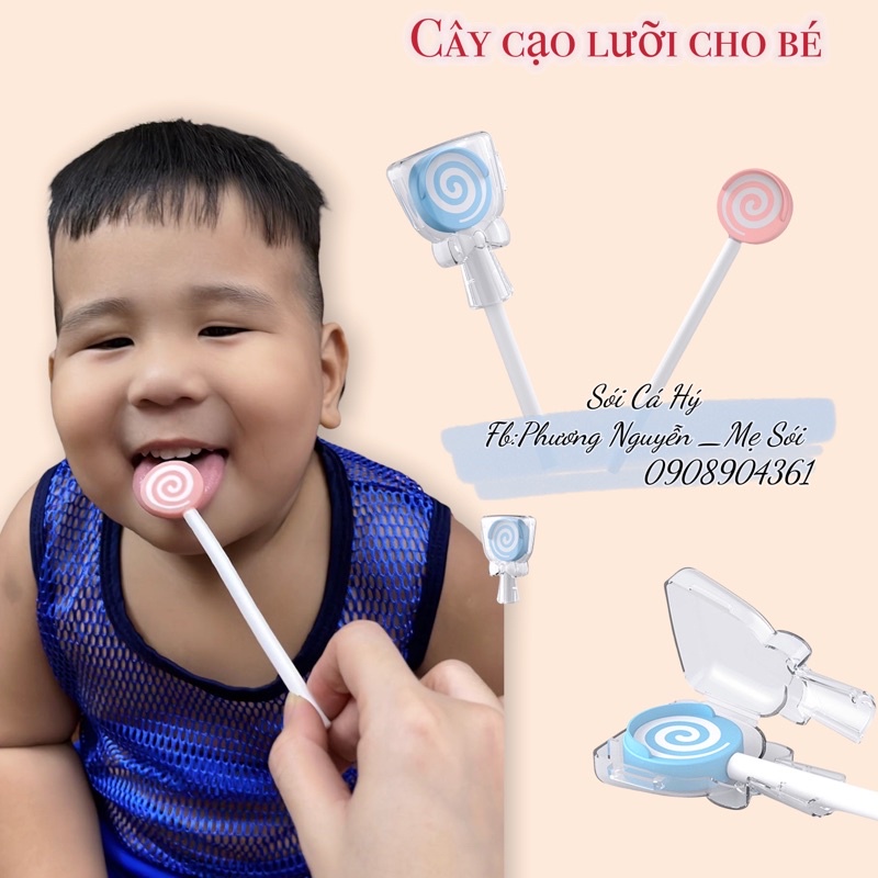 👅Dụng cụ vệ sinh lưỡi 👅 hình cây kẹo mút cho bé Sói Cá Hý