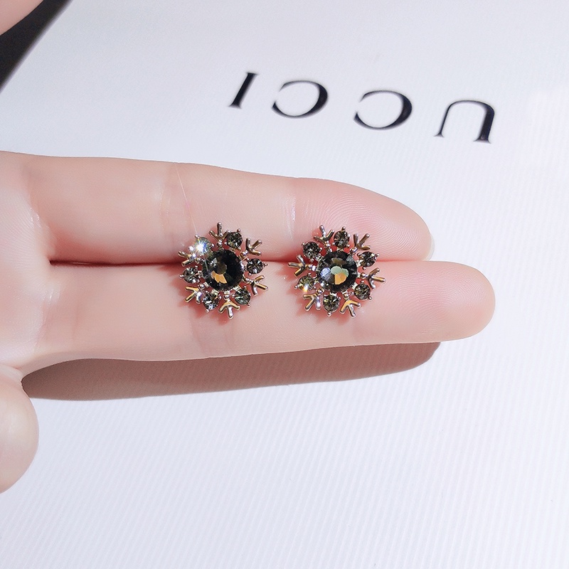 Bông tai bạc JIUDUOLAN đính đá zircon hình bông tuyết thanh lịch tinh tế không gây dị ứng cho nữ