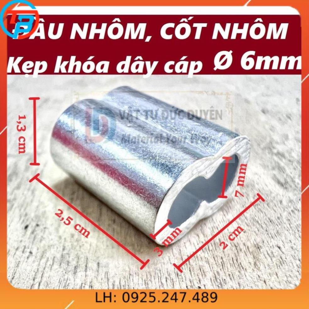 Đầu nhôm cốt nhôm khóa dây cáp Phi [ 6mm ] CÁP THÉP Thái Bình VinàN