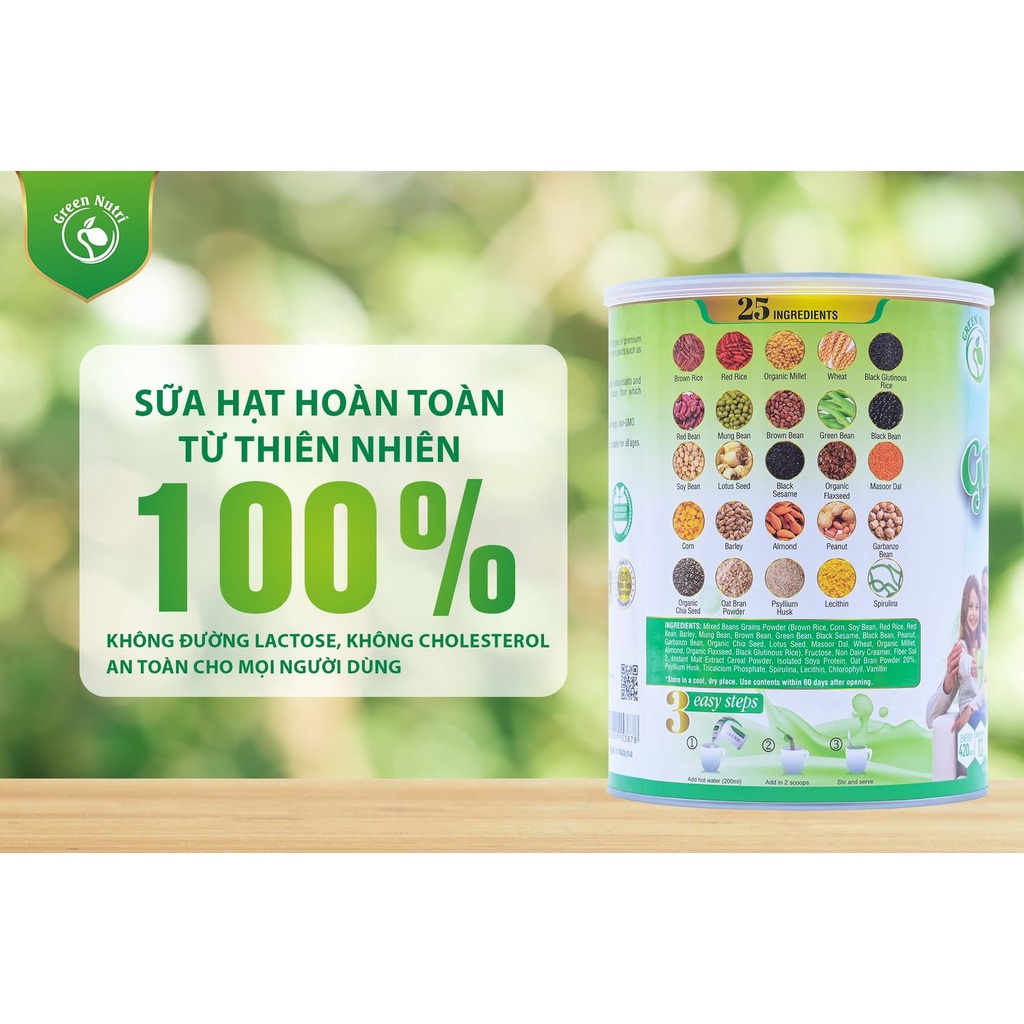 Sữa Hạt Ngũ Cốc 25 Green Nutri Lon 750gr