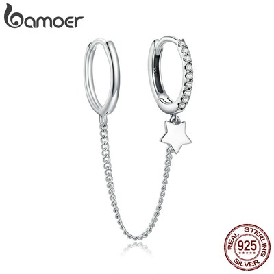 1 Bông Tai bamoer bạc 925 Hình Ngôi Sao Đính Ngọc Trai Thanh Lịch Thời Trang 2020 new sce914