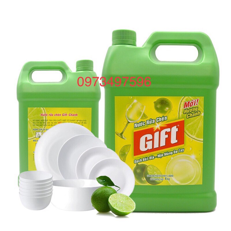 [Mới] Nước Rửa Chén Bát Gift Trà Chanh Can 4kg Siêu To