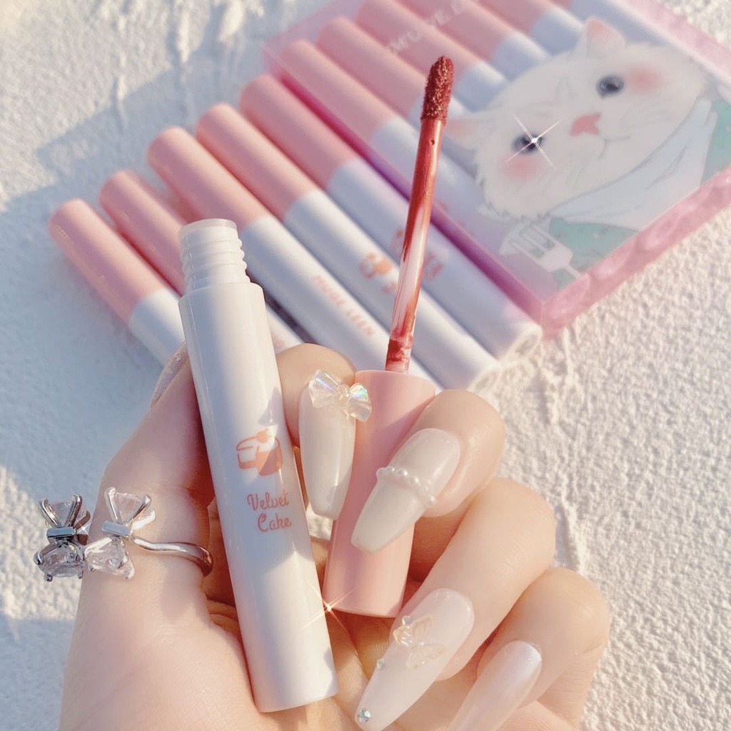 Set 6 Son Kem Mèo Trắng Muge Leen Lâu Trôi, Bền Màu, Bắt Mắt