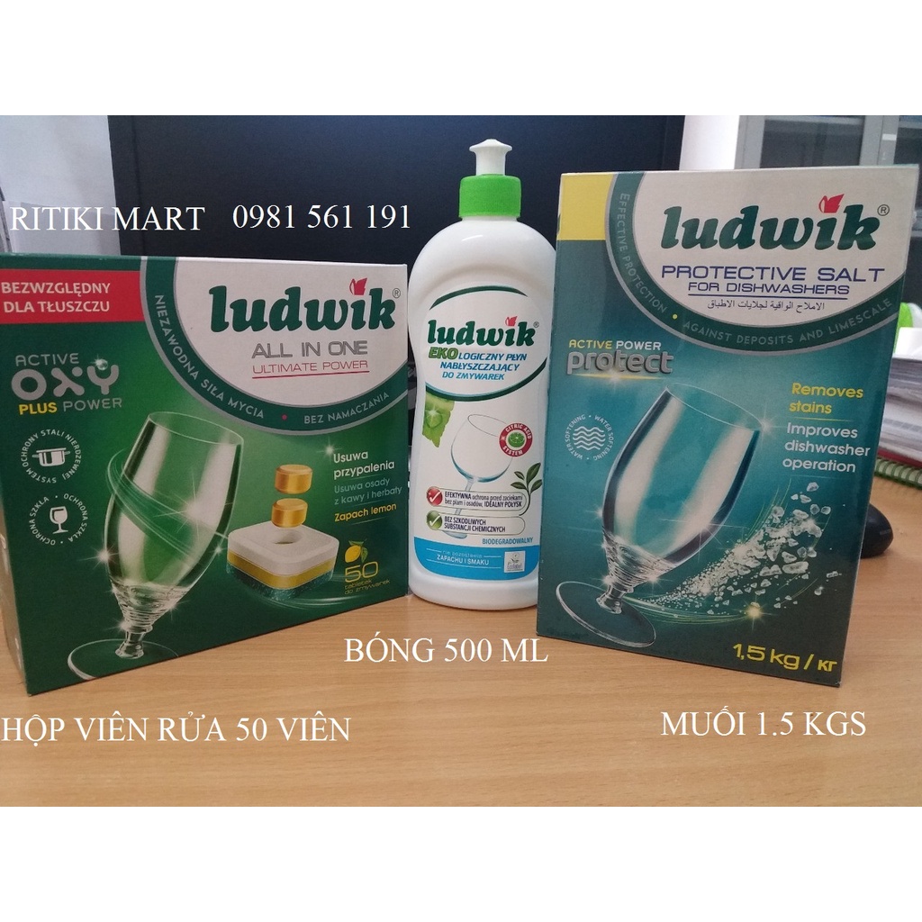 Combo Viên Rửa Chén Bát Ludwik Hộp 50 Viên Nhập Khẩu Chính Hãng Ba Lan Hương Chanh Thơm Mát