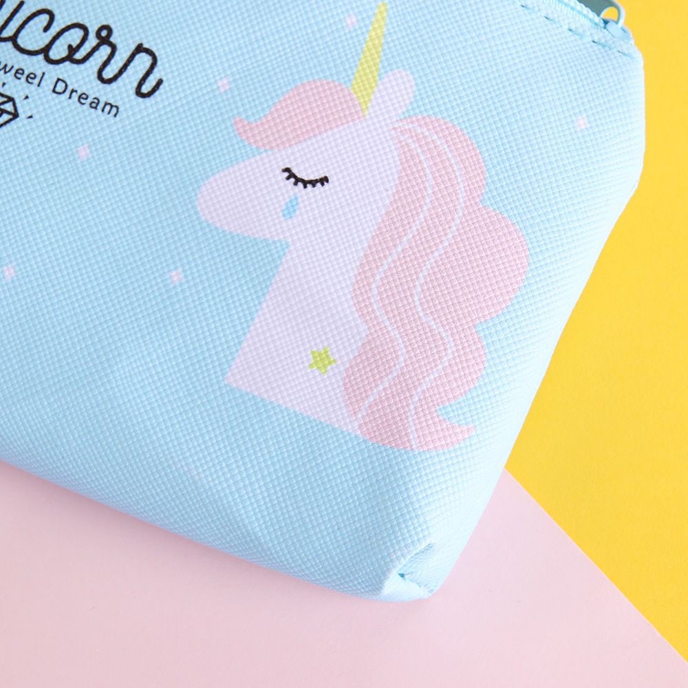 Ví đựng tiền xu / chìa khóa có khóa kéo họa tiết kỳ lân nhiều màu sắc xinh xắn cho nữ