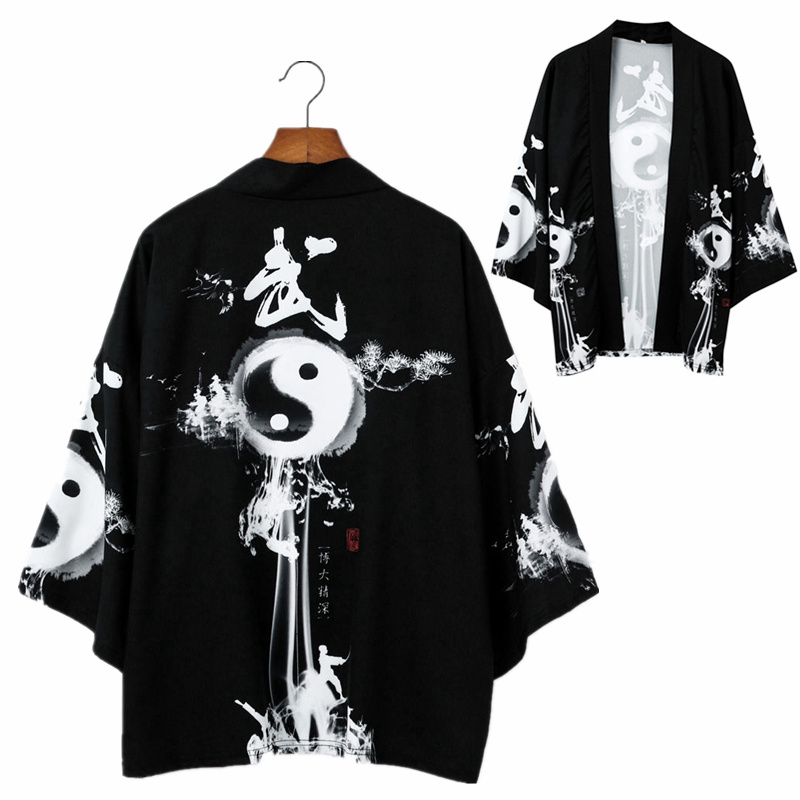 Áo Khoác Kimono Mỏng Họa Tiết Thái Cực Quyền Phong Cách Trung Hoa Thời Trang Đường Phố Cho Nam
