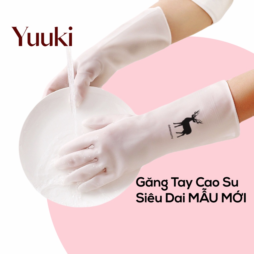 Găng tay cao su rửa chén bát YUUKI găng tay đa năng hình con hươu siêu dai siêu bền