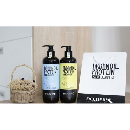 Cặp Dầu Gội, Xả dưỡng ẩm, phục hồi Delofil Arganoil Protein 800ml *2. Rin chan store