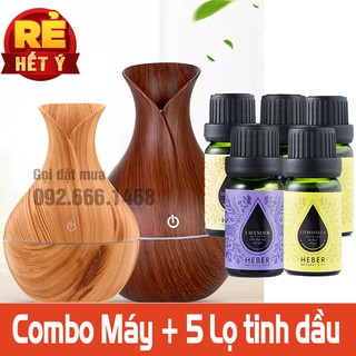 Đèn Xông Tinh Dầu Vân Gỗ Tulip [Tặng Kèm Tinh Dầu]