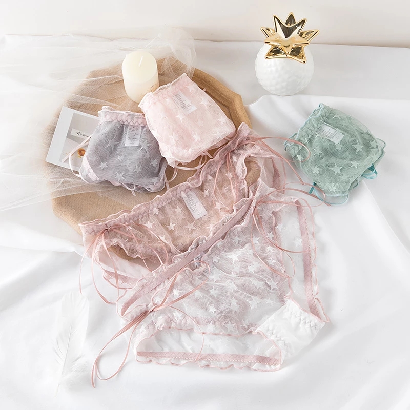 Quần Lót Cotton Phối Ren Đính Nơ Dễ Thương Cho Nữ