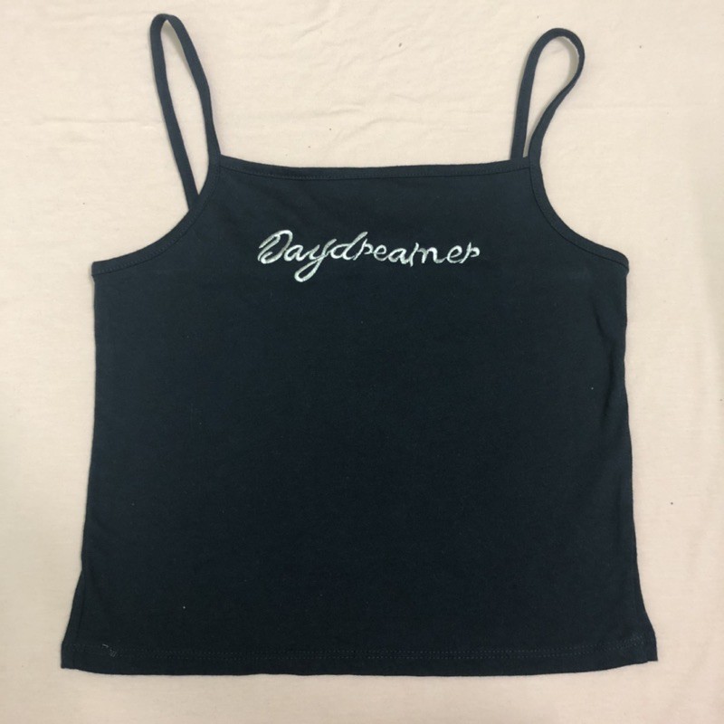 Áo Croptop Hai Dây F21 Xanh Navy Thêu Chữ Daydream - Size M