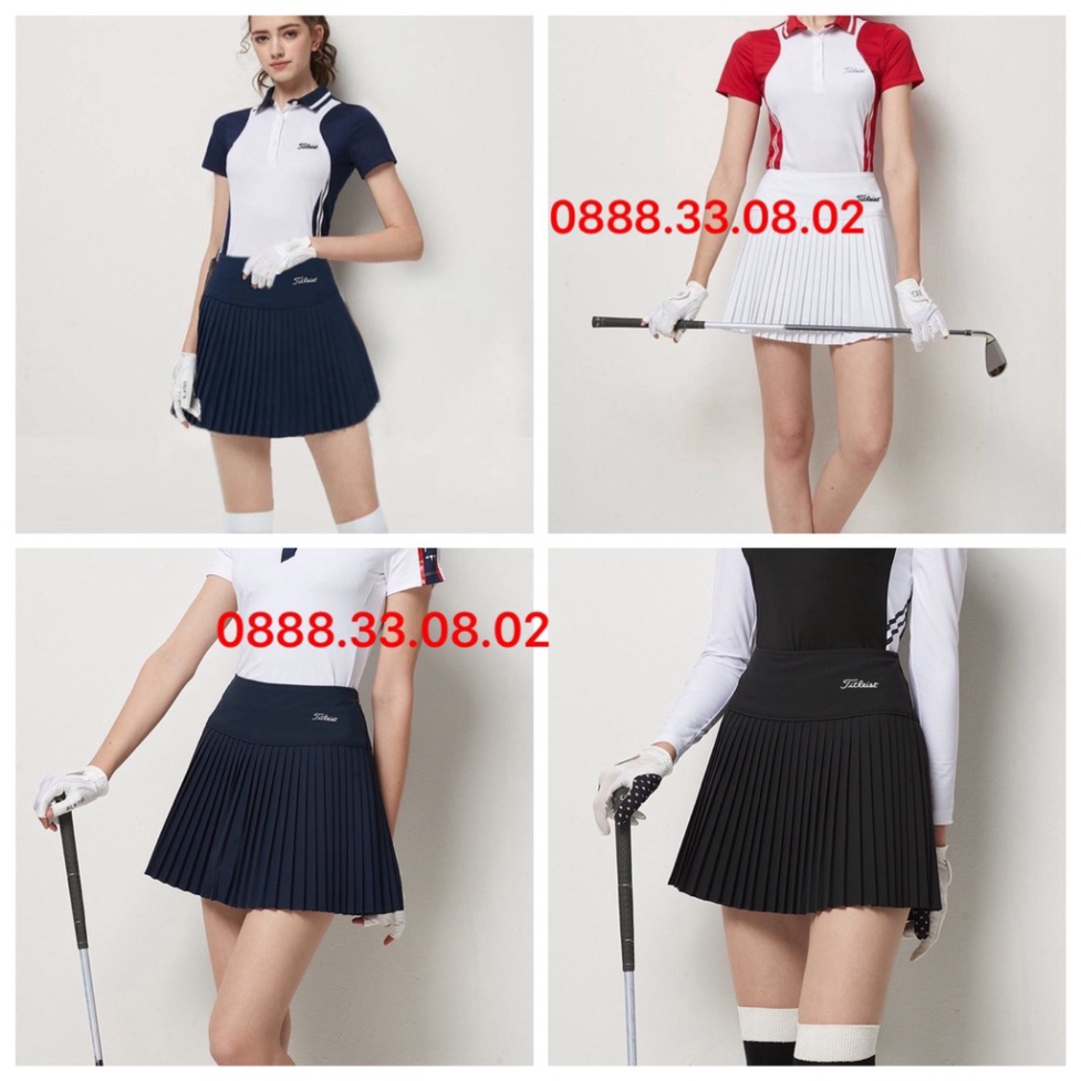 Set áo kèm chân váy golf nữ co giãn 4 chiều Cao Cấp