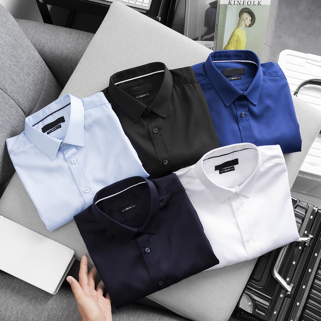 Áo sơ mi nam, form dáng slimfit, 5 màu, chất liệu cotton, SMNT FaBest