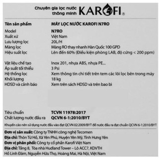 Máy lọc nước RO Karofi N7RO - 7 lõi