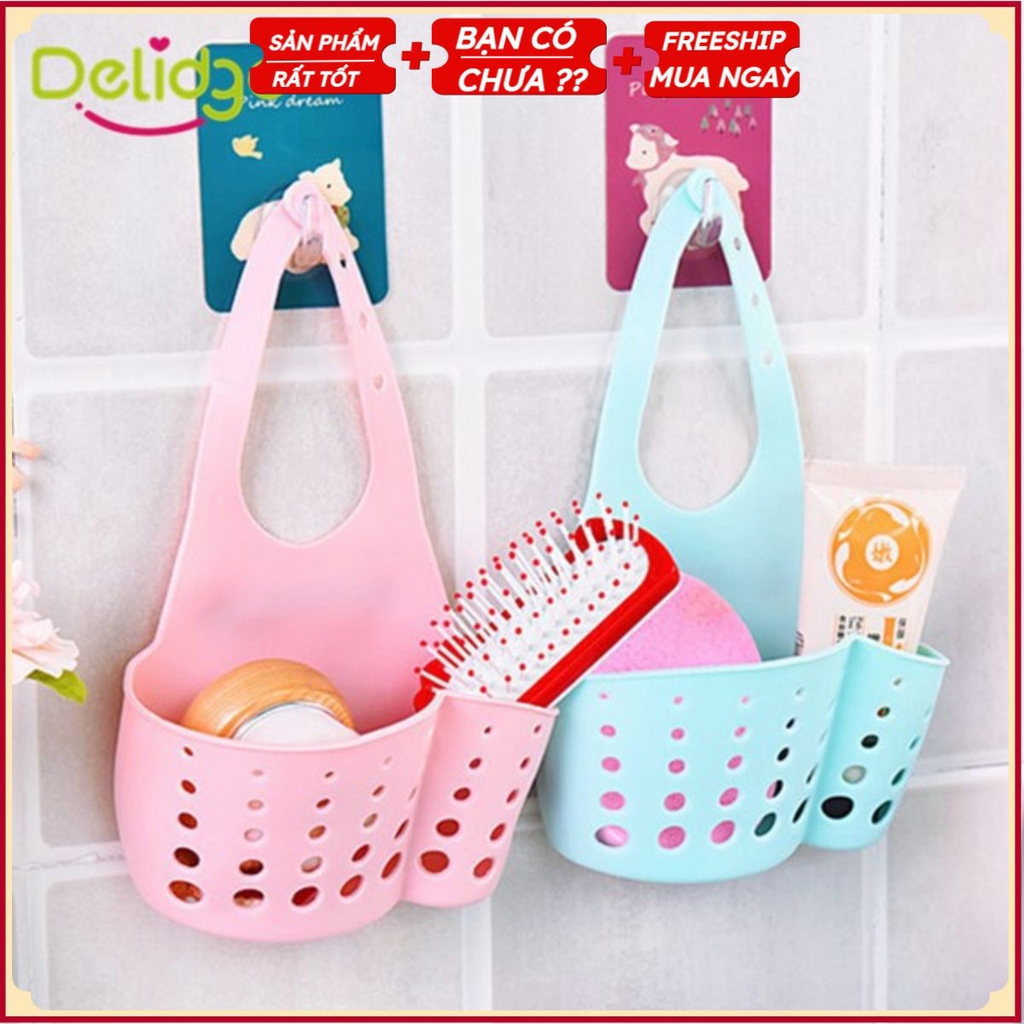 #Sỉ 12 GIỎ ĐỰNG GIẺ Lưới Rửa Bát Thoáng Mát - Giỏ Nhựa Treo Đồ Rửa Chén, Gắn Vòi Nước Bồn Rửa Có Móc Cài