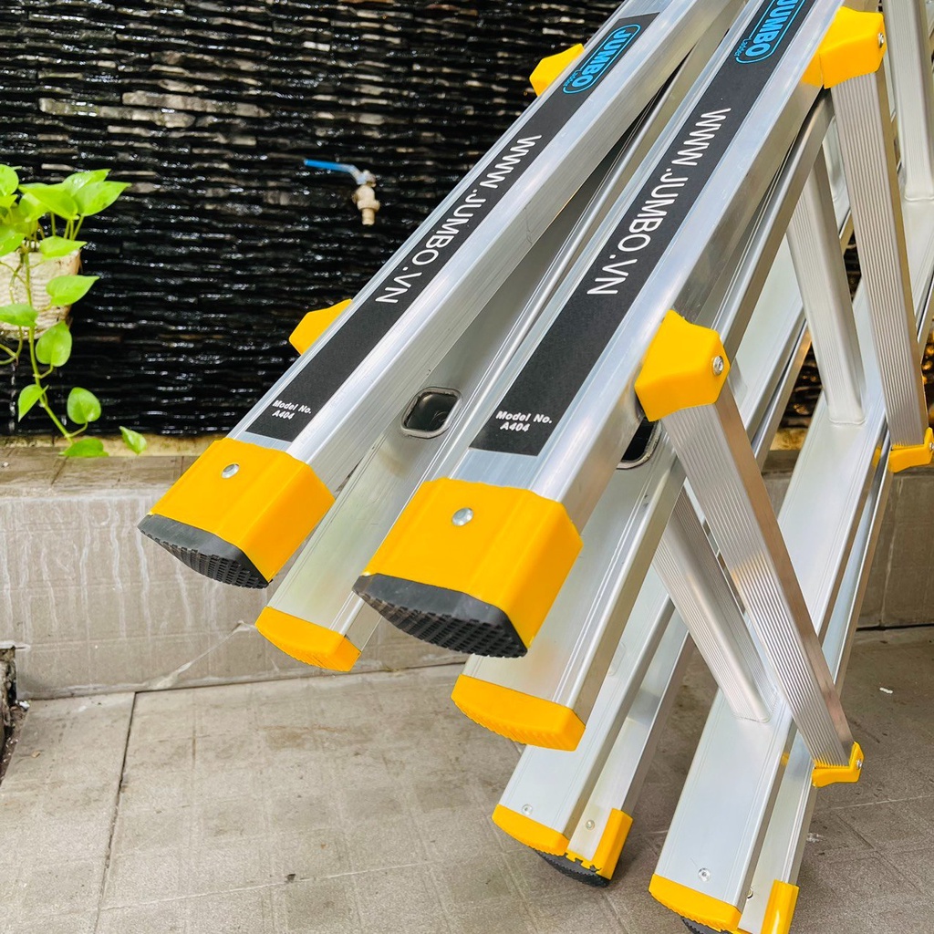 Thang nhôm gấp trượt chữ A mở rộng Jumbo A405 & Sumika SKM405 tải trọng 300kg bảo hành 2 năm, thang sửa chữa điện lạnh