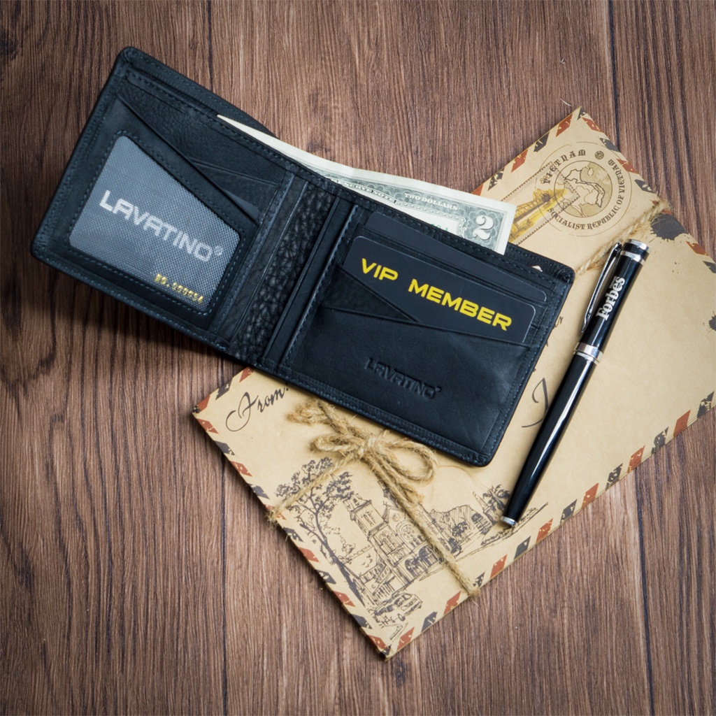 Ví Da Nam Cao Cấp Da Bò Thật Chính Hãng Lavatino Victory 15 Tặng full Box làm quà tặng