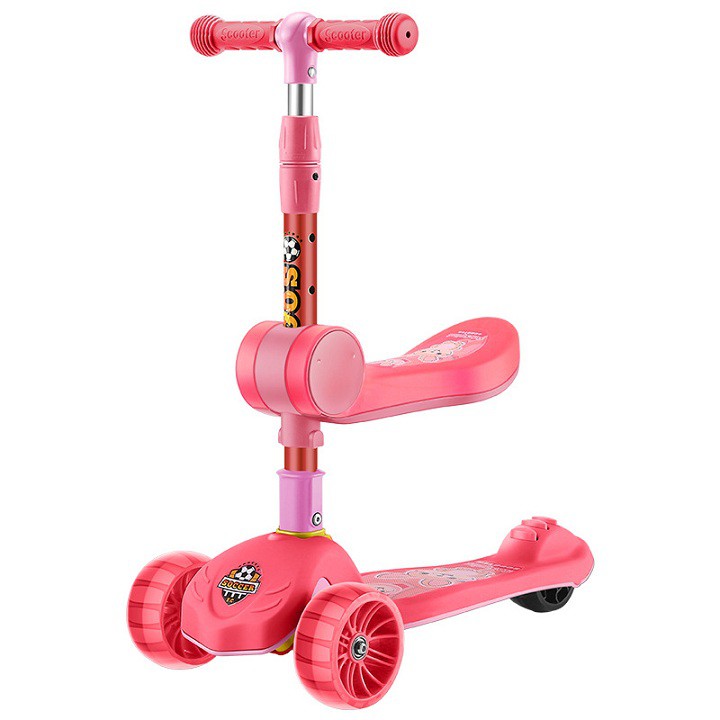 Xe trượt scooter cho bé GRAFFITI 3 bánh xe lớn có đèn nhạc phù hợp bé từ 2-14 tuổi (Tặng ghế ngồi + full phụ kện)