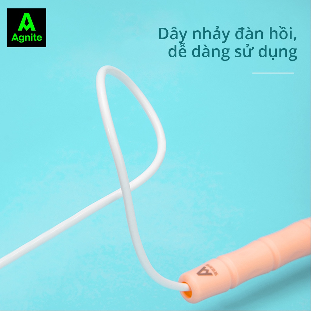 Dây nhảy thể dục, rèn luyện sức khỏe hỗ trợ giảm cân - chất liệu PVC tay nhựa thiết kế cán tre Agnite - F4001
