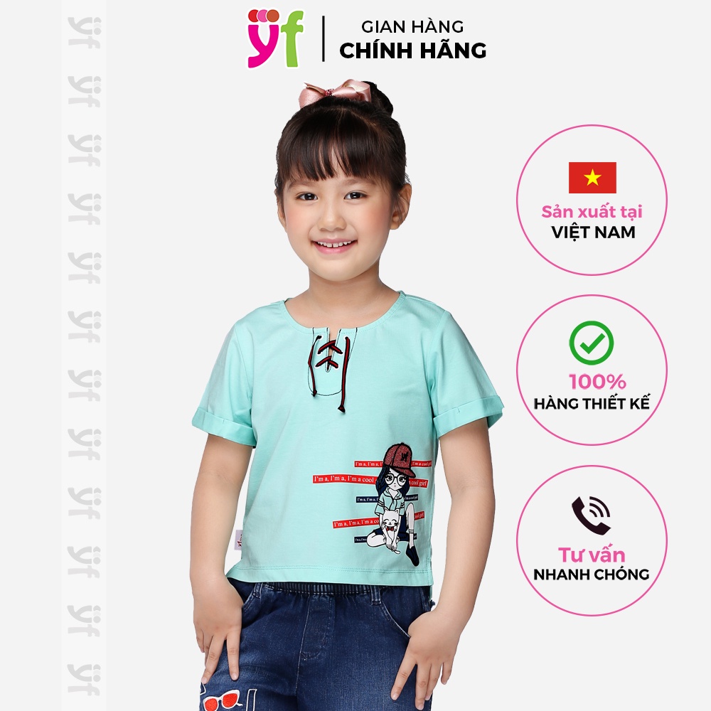 Áo Thun  cho bé gái, Chất Cotton 4 Chiều In Hình Cô Gái YF TAX001-0