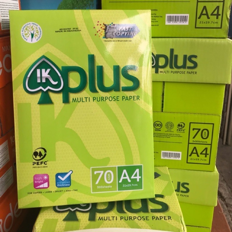 Thùng 5 ream Giấy in A4 70gsm DOUBLE A - IK PLUS - IK COPY - IDEA- EXCELL