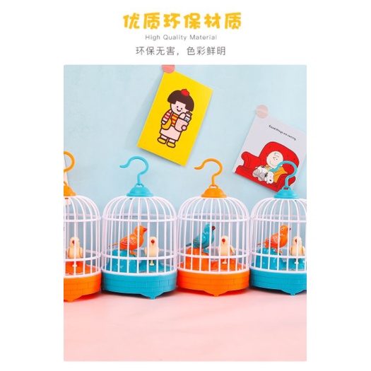 Đồ chơi lồng chim cho bé . lồng chim hót có nhạc và cảm biến phát tiếng kêu khi rung động