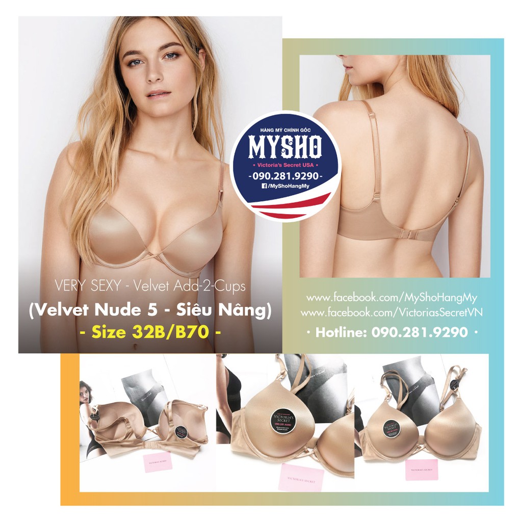 Áo A70, B70, A75, B75, B80 dòng Very Sexy siêu nâng ngực Add 2 cups, tạo khe đẹp - Velvet Nude